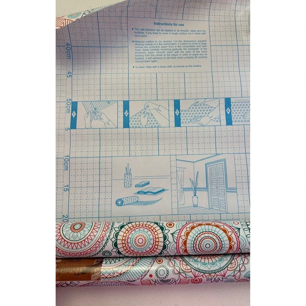 Boho Peel & Stick Wallpaper 17x197 Colorful Contact Paper Shelf Decor Bohemian!!